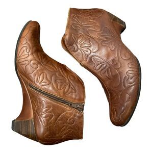 Pikolinos‎ Quilted Leather Cuero Floral Ginebra Zip Wedges Ankle Boots 7.5